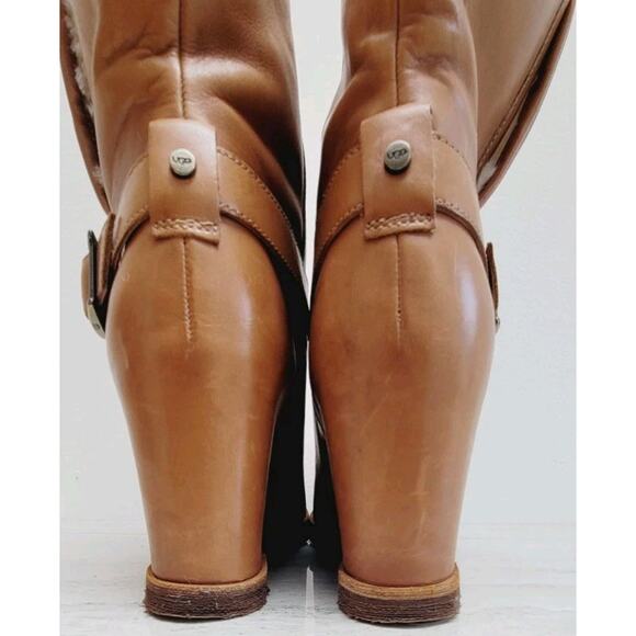 UGG ELLECIA BOOT WEDGE HEEL LEATHER SHEEPSKIN WOOL SHOES SIZE 7 - Picture 13 of 13